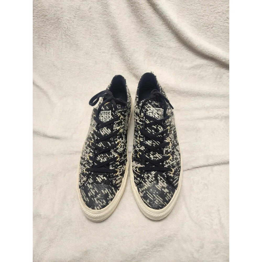 Converse Gemma Ox Black Egret Textured Knit Women 11  Sneakers Rubber Toe Cap